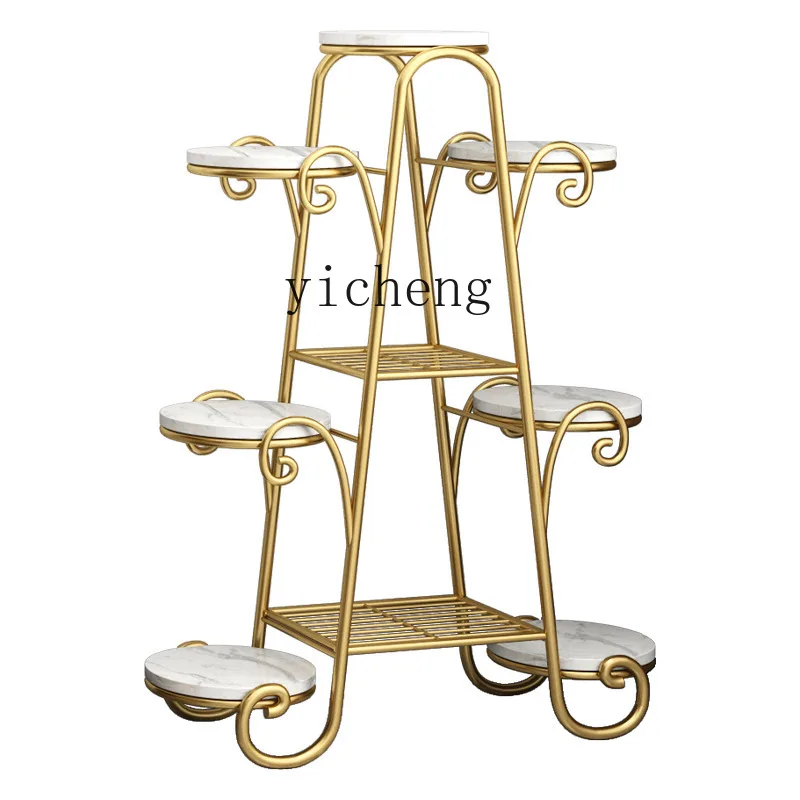 

Zc High-End Flower Shelf Living Room Floor Marble Interior Decoration Balcony Entrance Storage Rack