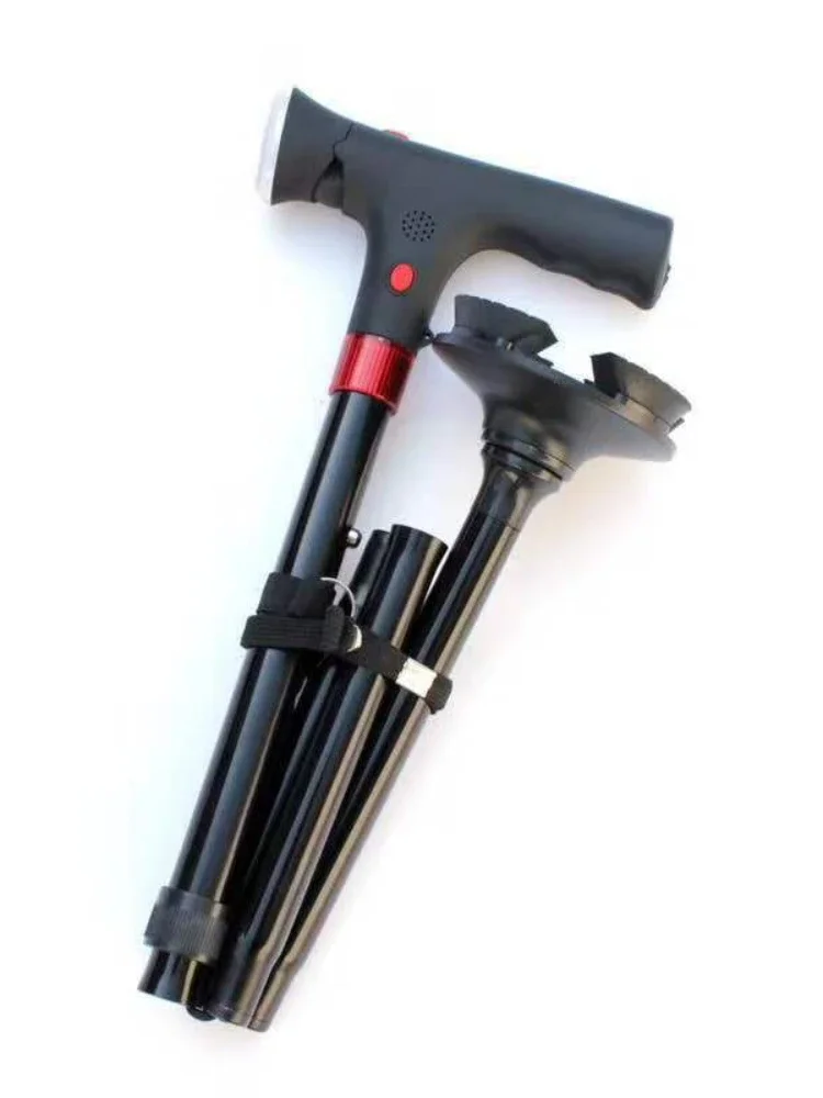 Collapsible Telescopic Folding Elder Cane LED Walking Trusty Sticks Elder Crutches for Mother The Elder Fathers Outdoor Climbing 1