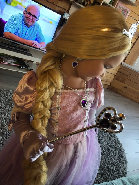 Parrucche Principessa Rapunzel Per Bambina - Set 2 Pezzi Per Cosplay E Feste - Foto 3