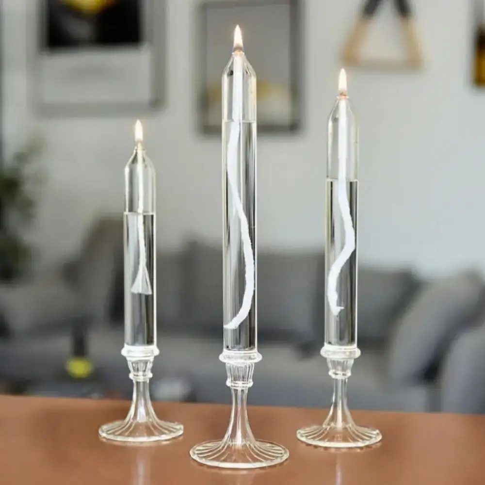 Transparent Glass Candlestick Lamp Smokeless Glass Oil Lamp Candlestick Nordic Simple Transparent Candlestick Ornaments - Image 4