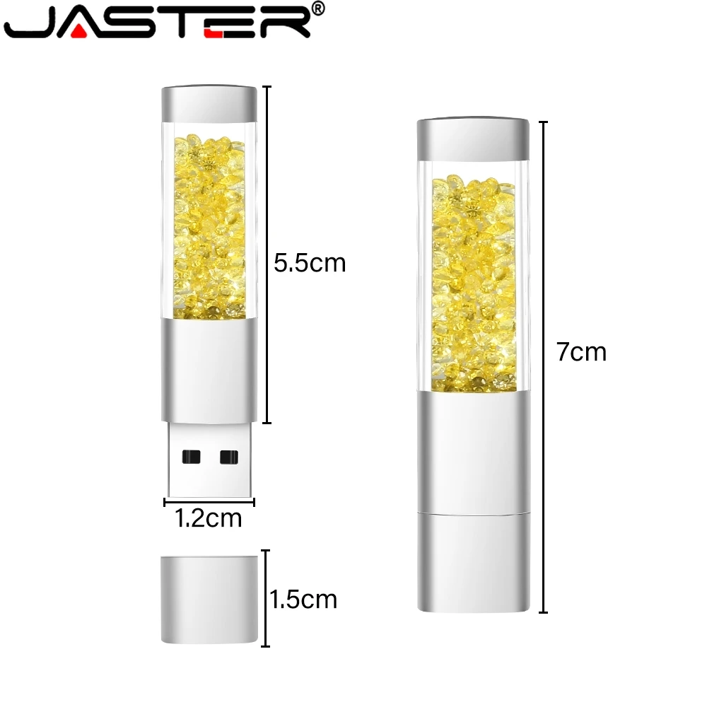 JASTER High Speed 64GB Plastic Crystal and Metal USB 2.0 Stick 16GB 32GB Creative 8GB Flash Drives Rectangle Bulk Pen Drive 4GB
