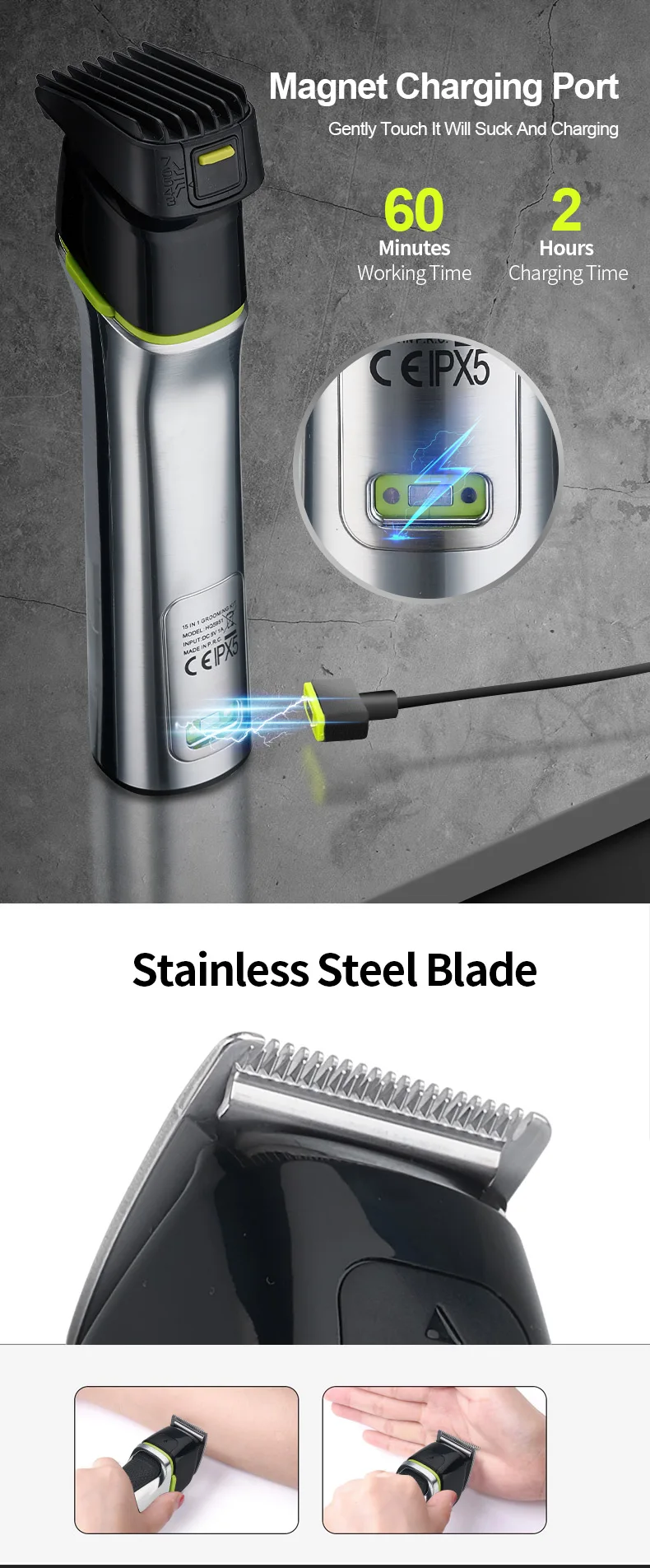 Description Picture 5 of itemHQ5951 Grooming Kit Hair Clipper Professional Beard Shaver for Men All in One Nose Ear Hair Trimmer Set with Travel Carry Bag