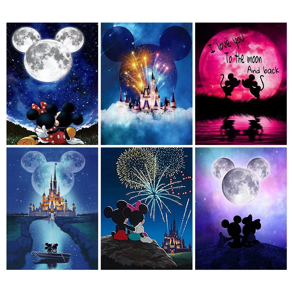 

Diamond Painting Cartoon Disney Castle Mickey 5D DIY Full Round Diamond Embroidery Mosaic Set Cross Stitch Home Decor Art Gift