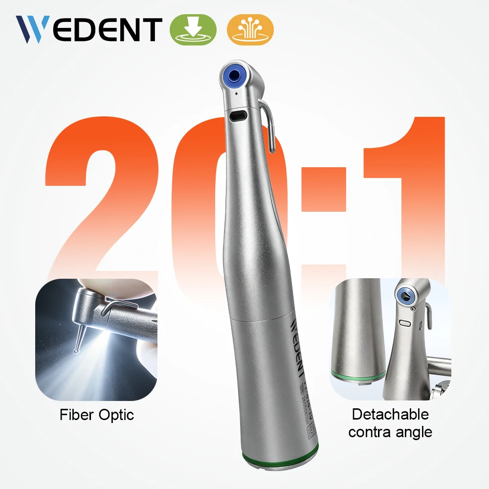 Wedent Implant 20:1 Dentaler Glasfaser-Kontrawinkel mit Druckknopf und abnehmbarem Kontrawinkelkopf, passend für NSK WH KAVO