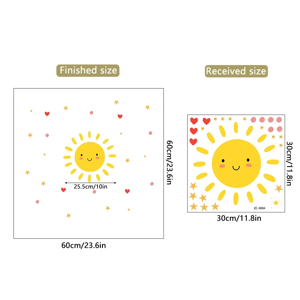 Wall Stickers Smile Sun Cartoon For Kids Room Nursery Kindergarten Removable PVC Decals Eco-Friendly Art Murals