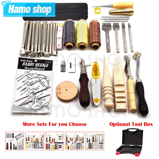 Professional Leather Craft Tools Kit Hand Sewing Stitching Punch Carving  Work Saddle Set Accessories DIY Tool Set