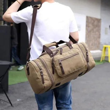 Borsa da Viaggio per Uomo, Bagaglio a Mano in Tela, Borsone da Weekend, Zaino Multifunzionale Leggero