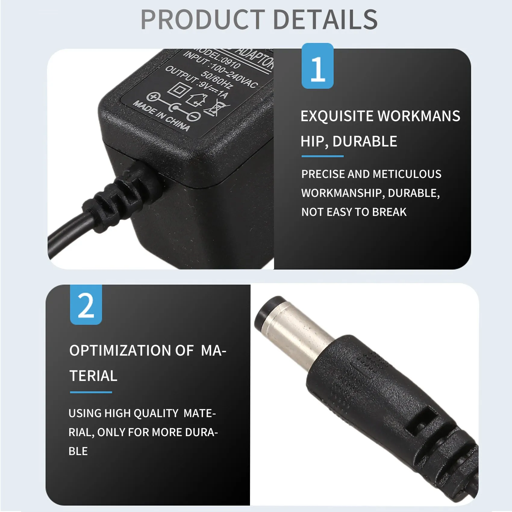 ABUOGuitar Feeects Pedal Mains Replacement Power Supply AC Adaptor 9V 1A