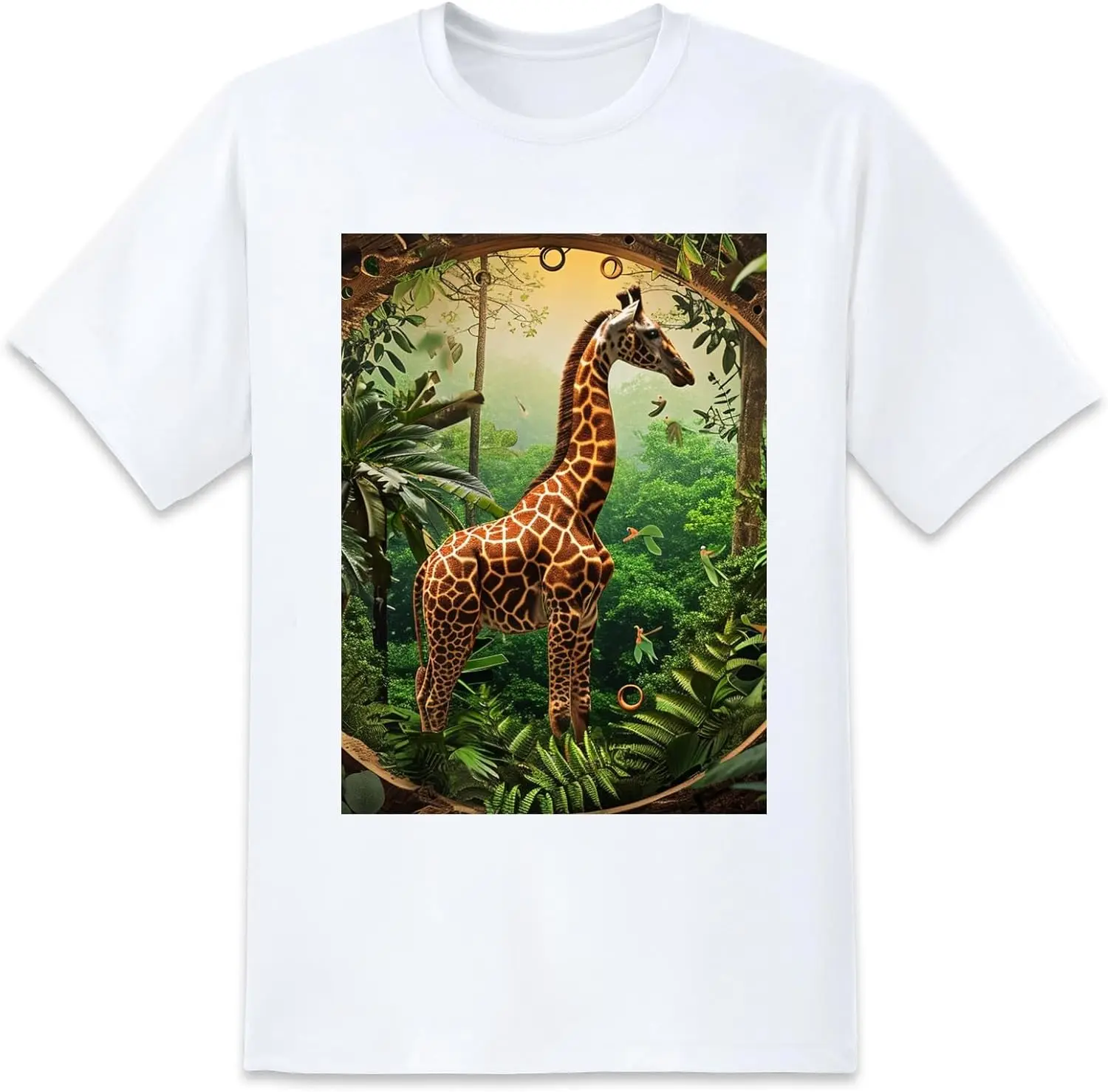 

Giraffe Mens Black T-Shirts Short Sleeve Crew Neck Women T-Shirt Loose Fit Soft Tees for Men Lightweight X-Small