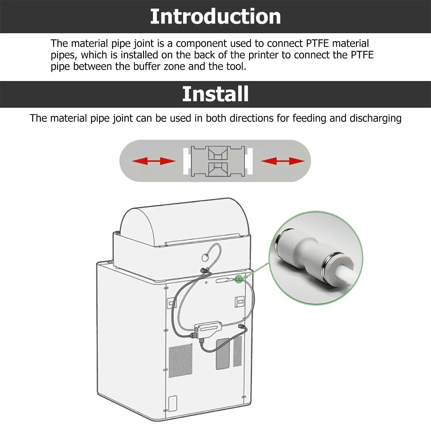 For Bambu Lab X1/X1C/P1P/P1S & AMS PTFE Tube Pneumatic Fitting Connector for 1.75mm 3d Printer Parts Pneumatic Connectors