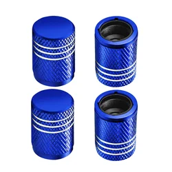 Durable Leak - Proof Metal Tire Valve Caps - Pack of 4, Corrosion Resistant with Plastic Liner (Blue 4pcs)