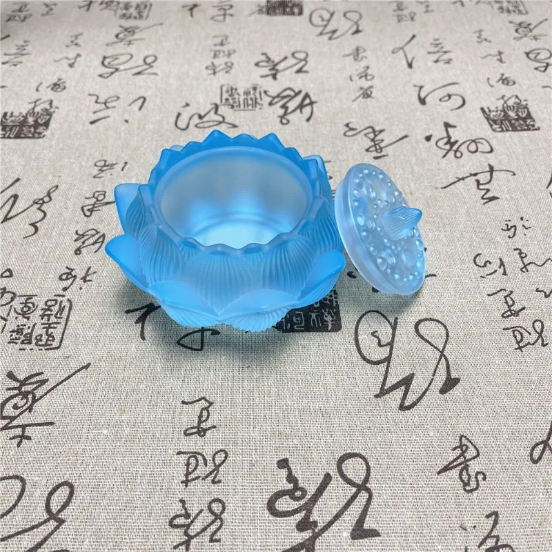 Large Art Glass Incense Burner for Cone Coil Stick Incense with Lotus Design Home Decor Meditation Zen Yoga Aromatherapy Gift