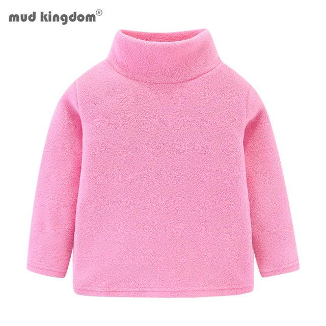 Mudkingdom Unisex Kids Fleece Shirts for Girls Long Sleeve Tops Boys Turtleneck High Collar Soft Warm Fall Winter Tshirts