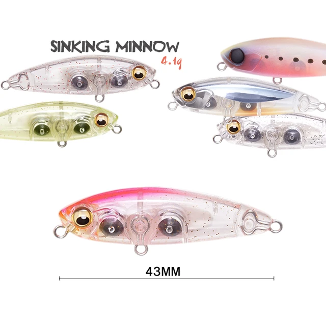 1 Pcs 43mm 4.1g Trout Bass Lure Pesca Artificial Bait Sinking Mini