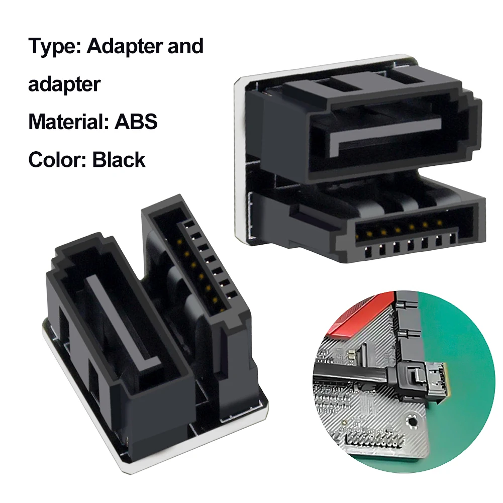 Motherboard SATA 7PIN Connector Plug and Play Elbow Head SATA 7Pin Angled Adapter 180 Degree Turn Connector Computer Accessories