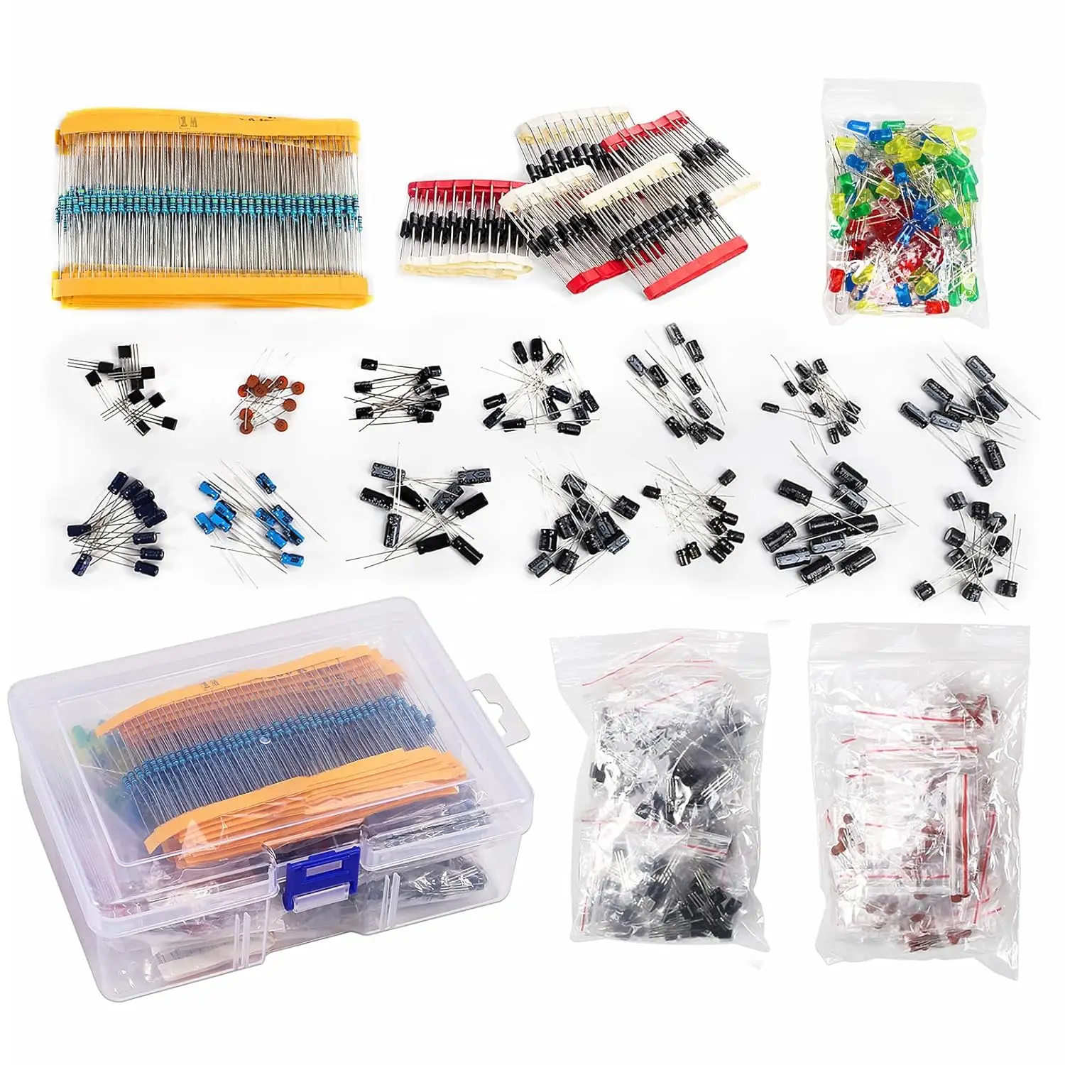 1500Pcs Electronic Components Starter Kit Resistor Capacitor LED Diode ...