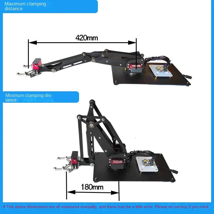 4 DOF Robot Arm con Base rotante in metallo grande/piccola per Arduino ESP32 Robot Kit fai da te manipolatore artiglio progetti Robot programmabili - immagine 5