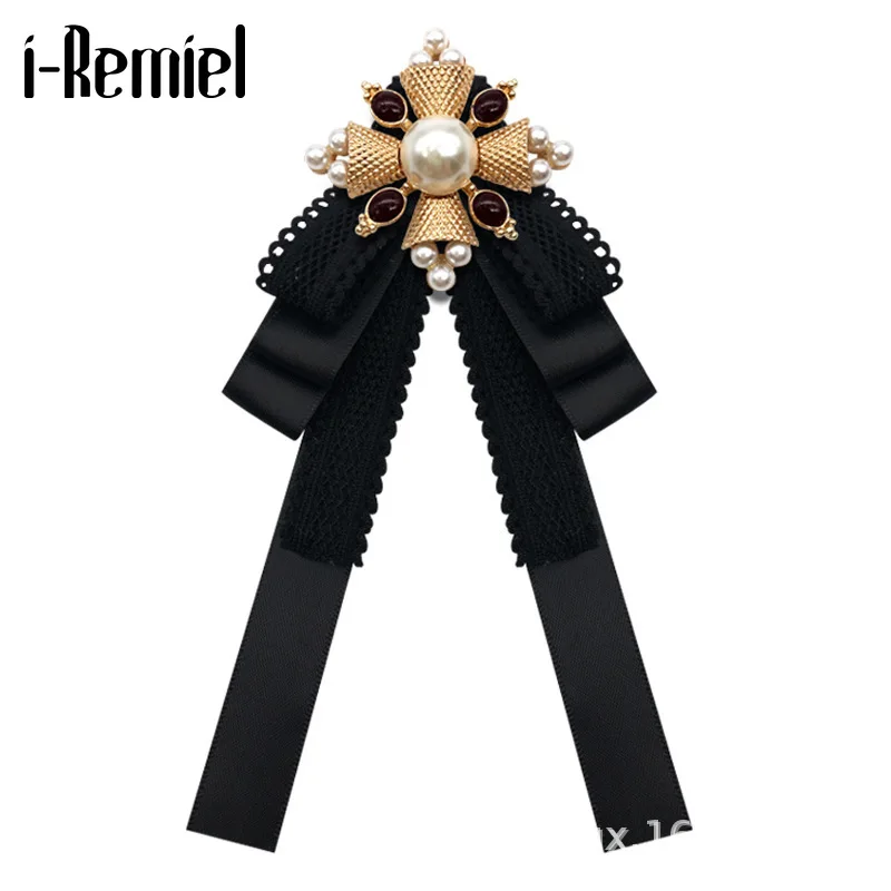 Lot De 2 Nœuds Papillon En Dentelle Pour Femme – Style Vintage, Perles, Broche – Noir, 13x20 Cm