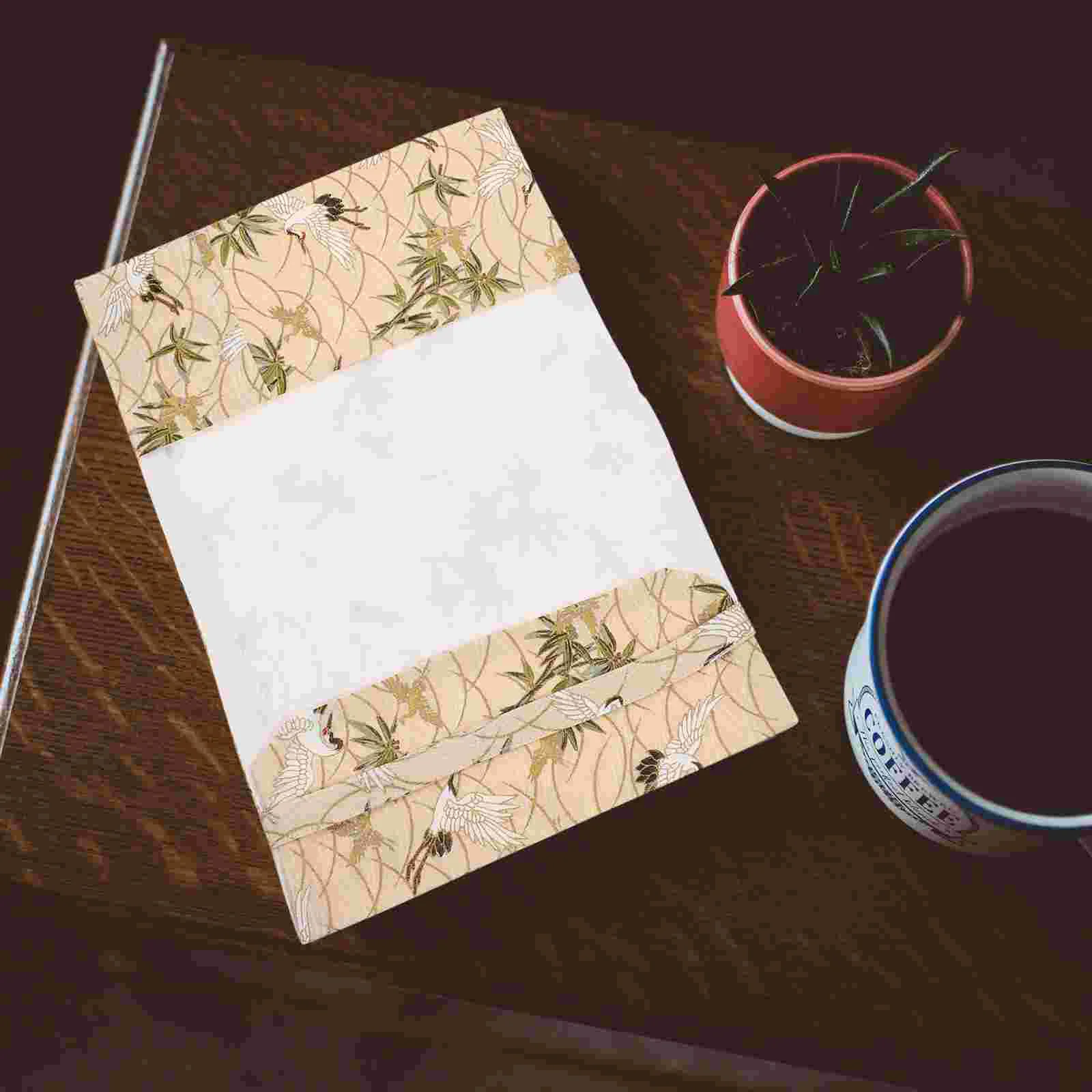 장 책 슬리브 크레인 디자인 책 보호대, 조절 가능한 책 커버, 수제 천 책 커버, 핸드 계정 북, A5