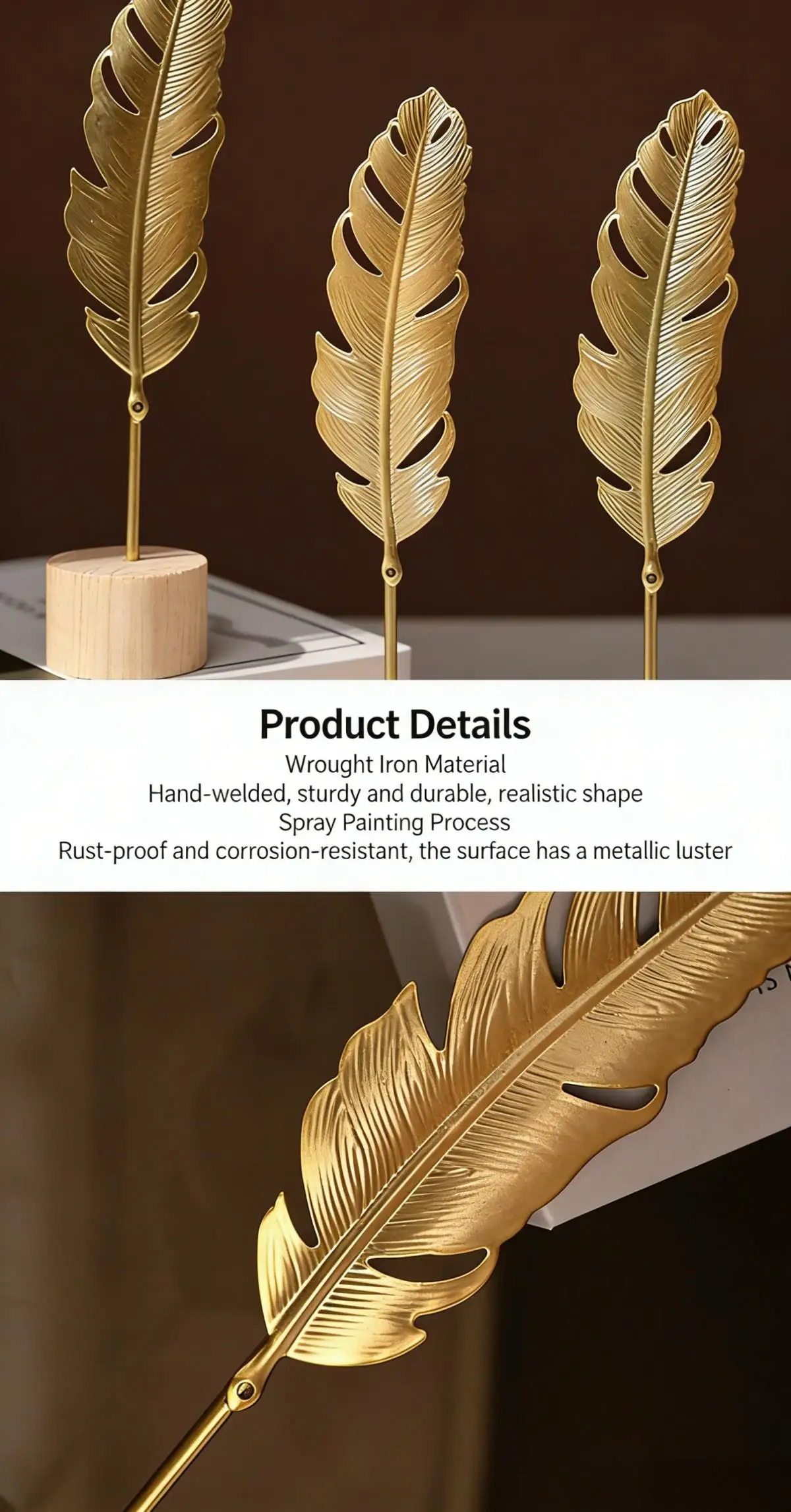 Nordic Style Iron Ginkgo Leaf Ornament - Gold