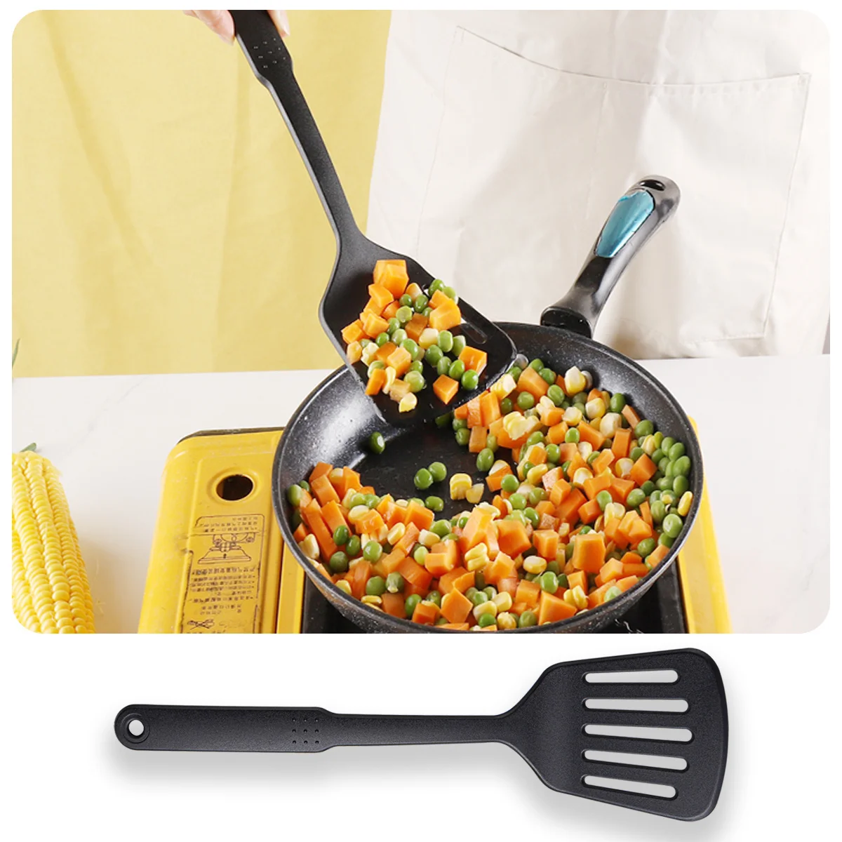 Slotted Frying Pan Turner Meat Turner Kitchen Utensil Non-stick Nylon Kitchen Tool Suitable for Cookware BPA-Free