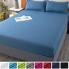 Soft Cotton Fitted Sheet with Elastic Bands Solid Color Non Slip Mattress Covers Bedsheet for Double King Queen Bed 140/160/200 1