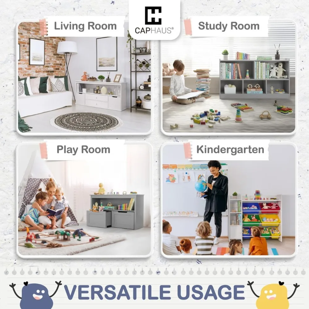 Toy Organizer with 8 White Plastic Bins,Storage Cabinet for Messy Items,Perfect Toy Storage Solution,for Toddler Room Organizers 6