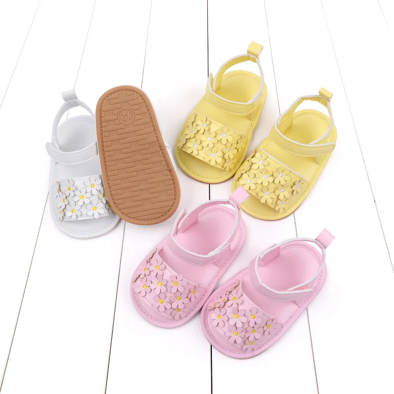 Baby Girl Shoes Cute Flowers Beautiful Sandals Summer Walking Infant Shoes 2024 New Fashion High Quality PU and TPR BHX3195 2