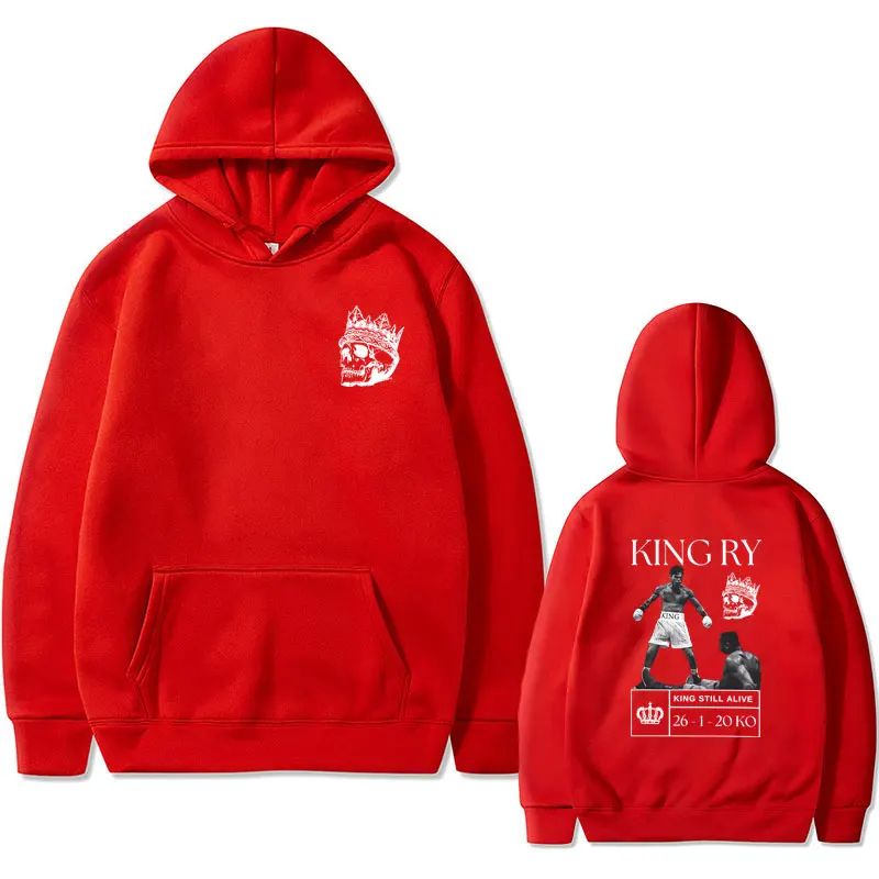 King Ry Ryan Carcia King Still Alive Graphic Print Hoodie Men Vintage Skull Graphic Pullover Male Hip Hop Oversized Sweatshirt