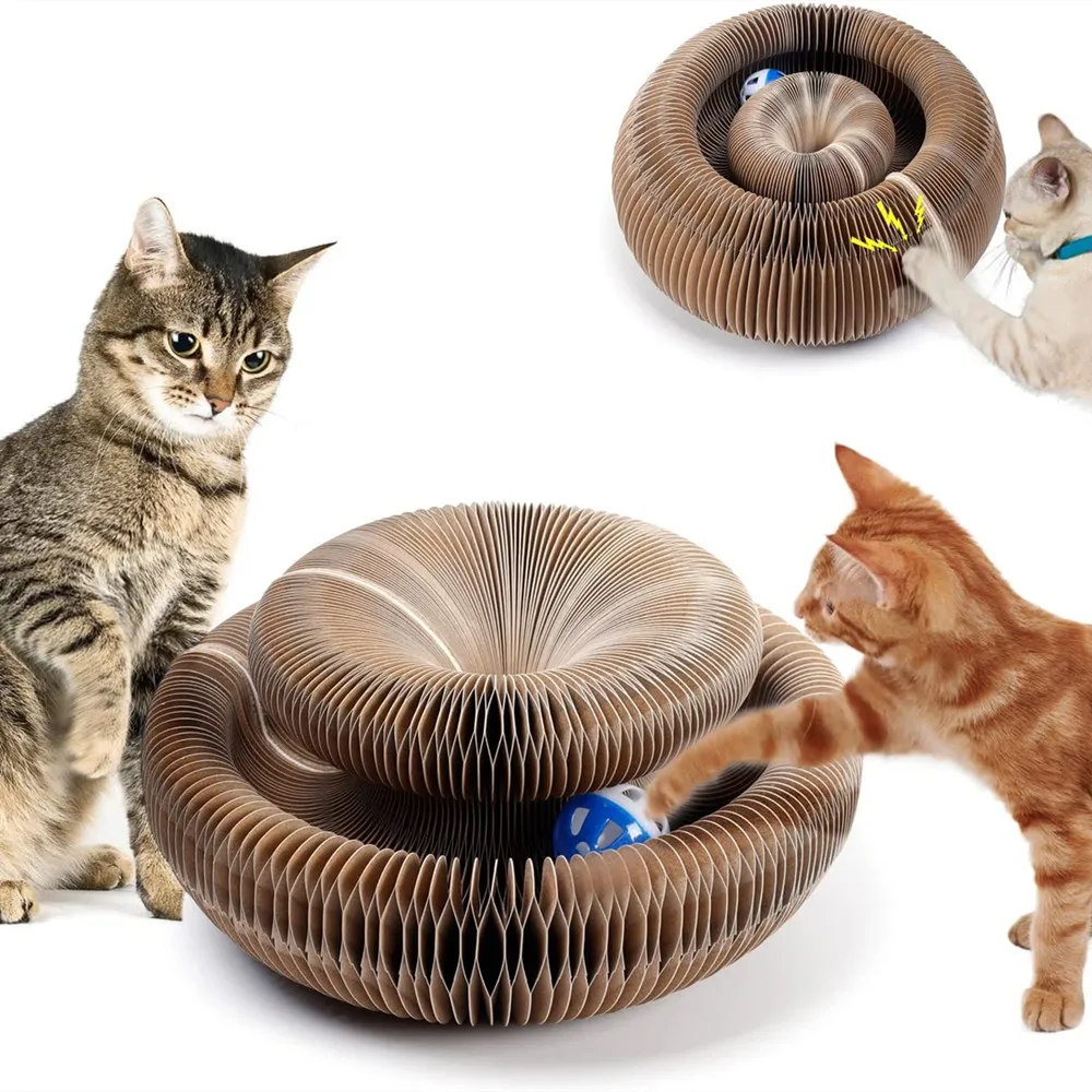 

Corrugated Paper Magic Organ Cat Scratching Board Interactive Cat Toy Scratcher Kitten Grinding Claw Toys Cat Ball with Bell