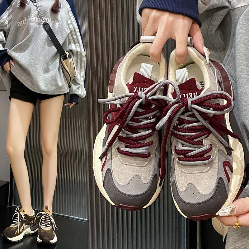 Luxury Designer Fashion Color Block Sneakers Women's Casual Thick Sole Increased Comfortable Women's Shoes Zapatillas De Deporte - Image 3