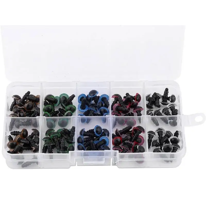 Plastic Doll Eyes 100pcs 5 Colors 6-12mm Safety Eyes With Washers for Doll Puppet Teddy Bear Plush Animal Toy DIY Crafts Making plastic safety eyes doll eyes googly doll eyes plastic toy eyes