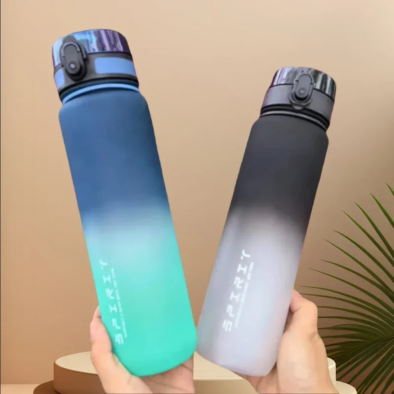 Sports Bottle 500ML/650ML/1000ML Large Capacity Motivational Leak Proof Portable Reusable Plastic Cups Outdoor Travel Gym Jugs