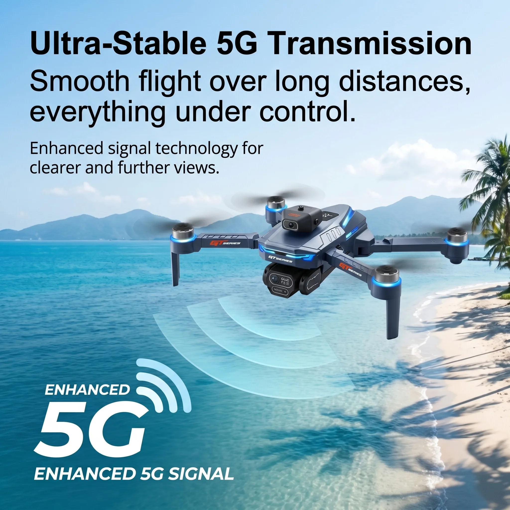 Drone GT8 8K Professionnel Pliable avec Double Caméra WIFI FPV et Moteur Sans Balais