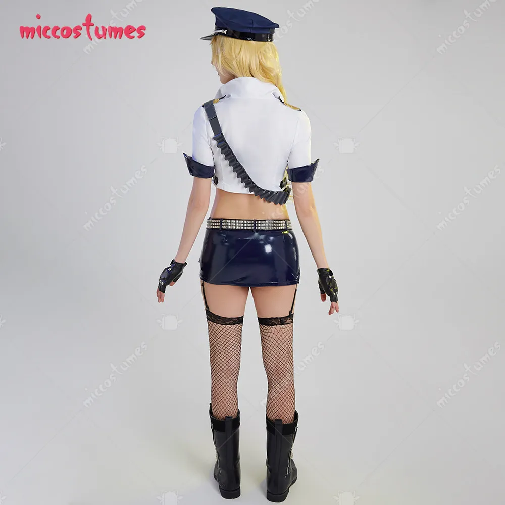 Damen Strumpf Panty Polizistin Cosplay Kostüm Set mit Zubehör 9