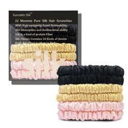 Set of 6 Luxury Mulberry Silk Hair Scrunchies - Handmade Pure Color Hairbands (3)