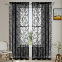 1PC lace German curtain with pole style window screen curtain, suitable for beautifying curtains in living rooms and bedrooms 1