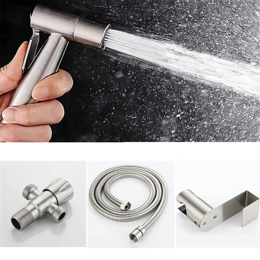 Bidet Sprayer Set Schwarz - Edelstahl Toiletten Dusche | Mit 1,5m Schlauch Und Wandhalterung