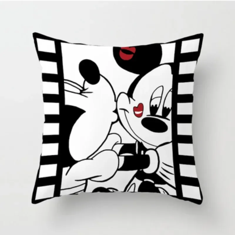 Cartoon White Black Mickey Minnie Mouse Cushion Cover Cute Decorative Pillowcases On Bed Sofa Baby Kids Birthday Gift 45x45cm cushion cover pillow case cover