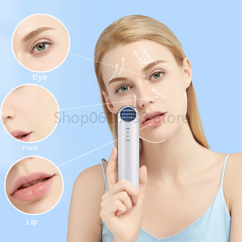 LED EMS Micro-Current Skin Tightening RF Radio Frequency Cold Compress Lift Facial Massager Wrinkle Removal Beauty Care rf eyes beauty devices face wrinkle removal led photon therapy skin tightening lifting ems micro current pulse facial massager