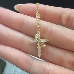Elegant Rose Gold Rotatable Cross Pendant Necklace with Stainless Steel Chain - 50 (Rotatable Gold)