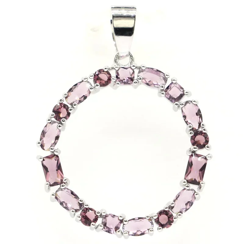 925 SOLID STERLING SILVER PENDANT Round Shape Tanzanite Purple Amethyst London Blue Topaz Ladies Present