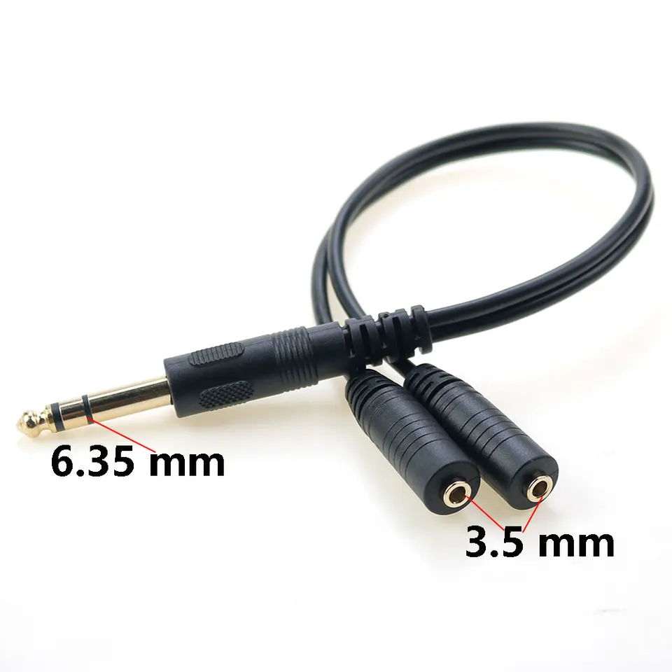 Adaptador Áudio 6.35mm - Macho Para 2 Fêmeas - Pack 8