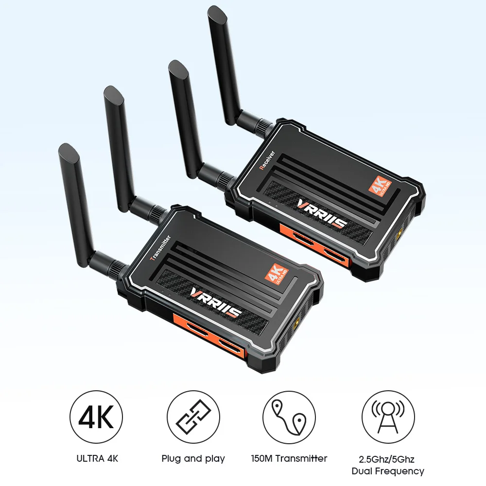 Wireless 4K HDMI Transmitter and Receiver Dual HDMI Output Wireless Extender kit