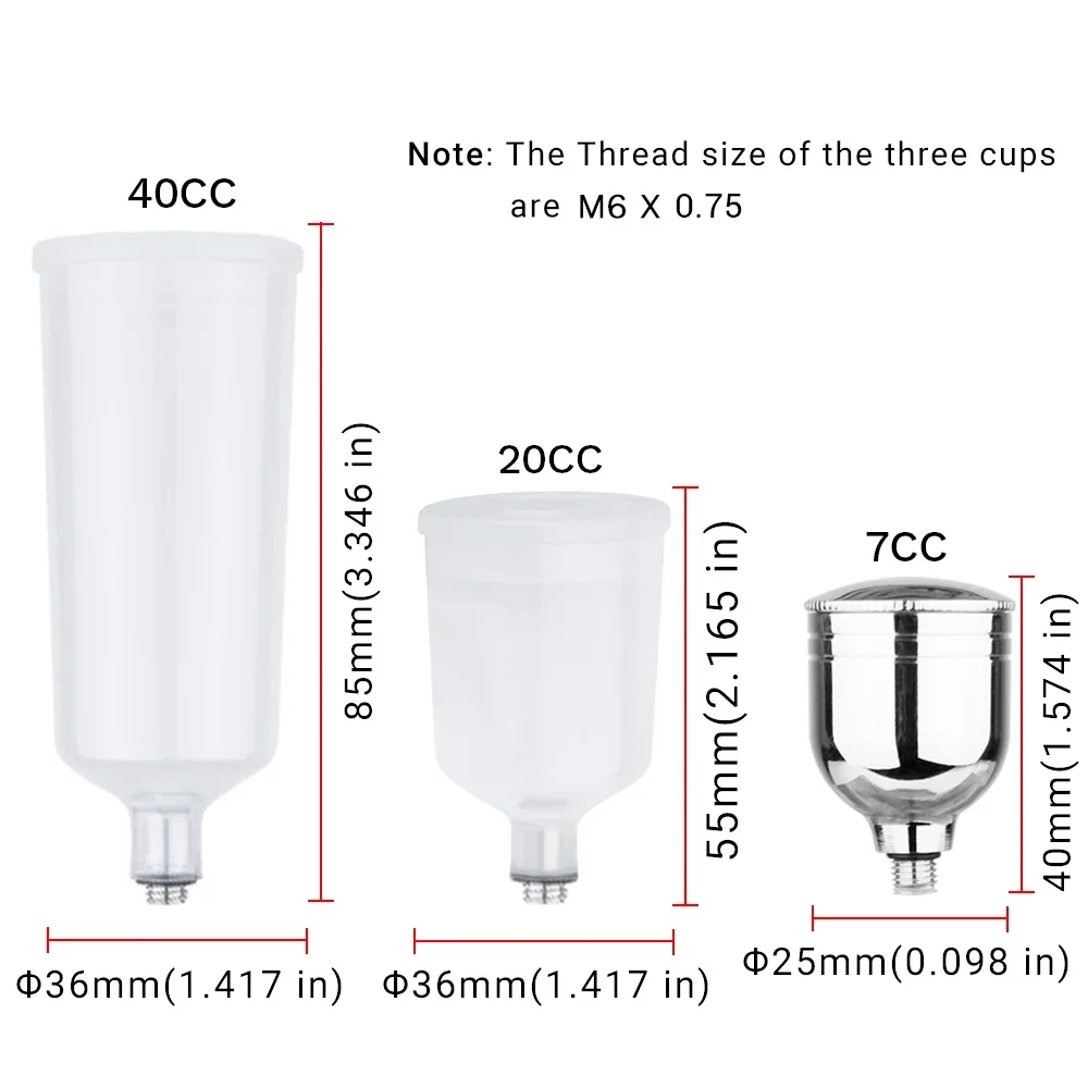 7cc 9cc 20cc 40cc Airbrush Detachable Fluid Cup For Gravity Feed Paint Spary Gun Air Brush Accessories Easy Clean 4