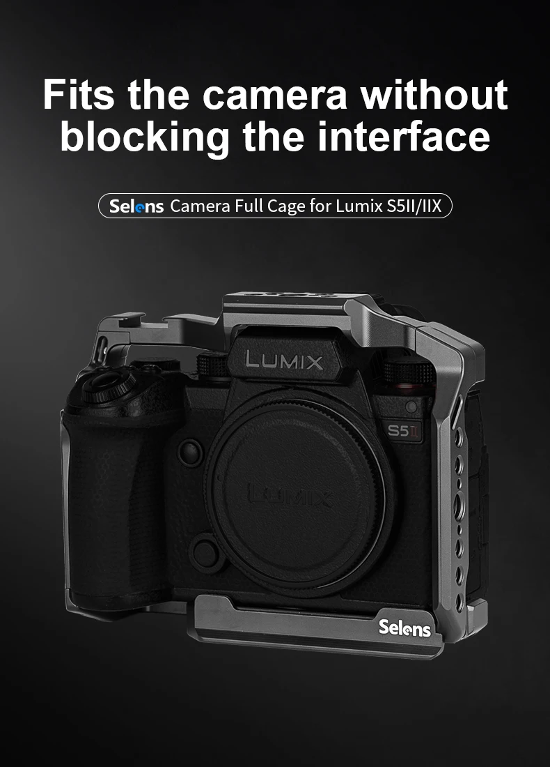 Camera Full Cage for Lumix S5ll/IIX with Multiple Expansion Holes Aluminum Alloy
