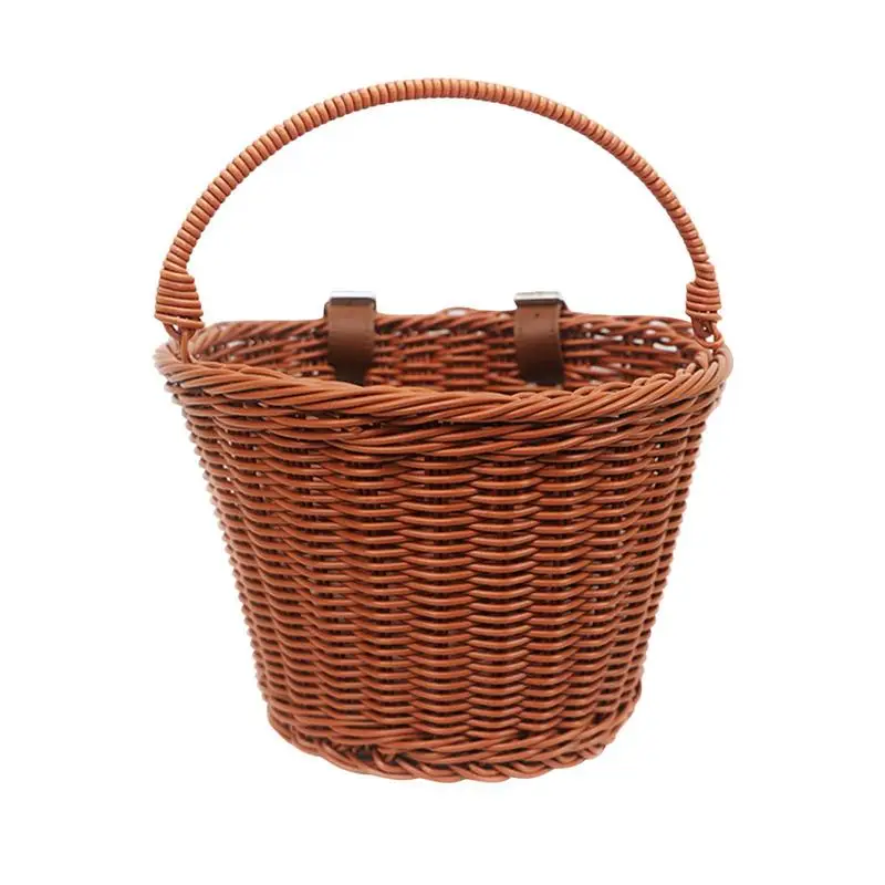 

Передняя корзина для велосипеда, ручная плетеная водонепроницаемая велосипедная корзина, рукоятка для пикника, корзины, Аксессуары для велосипеда