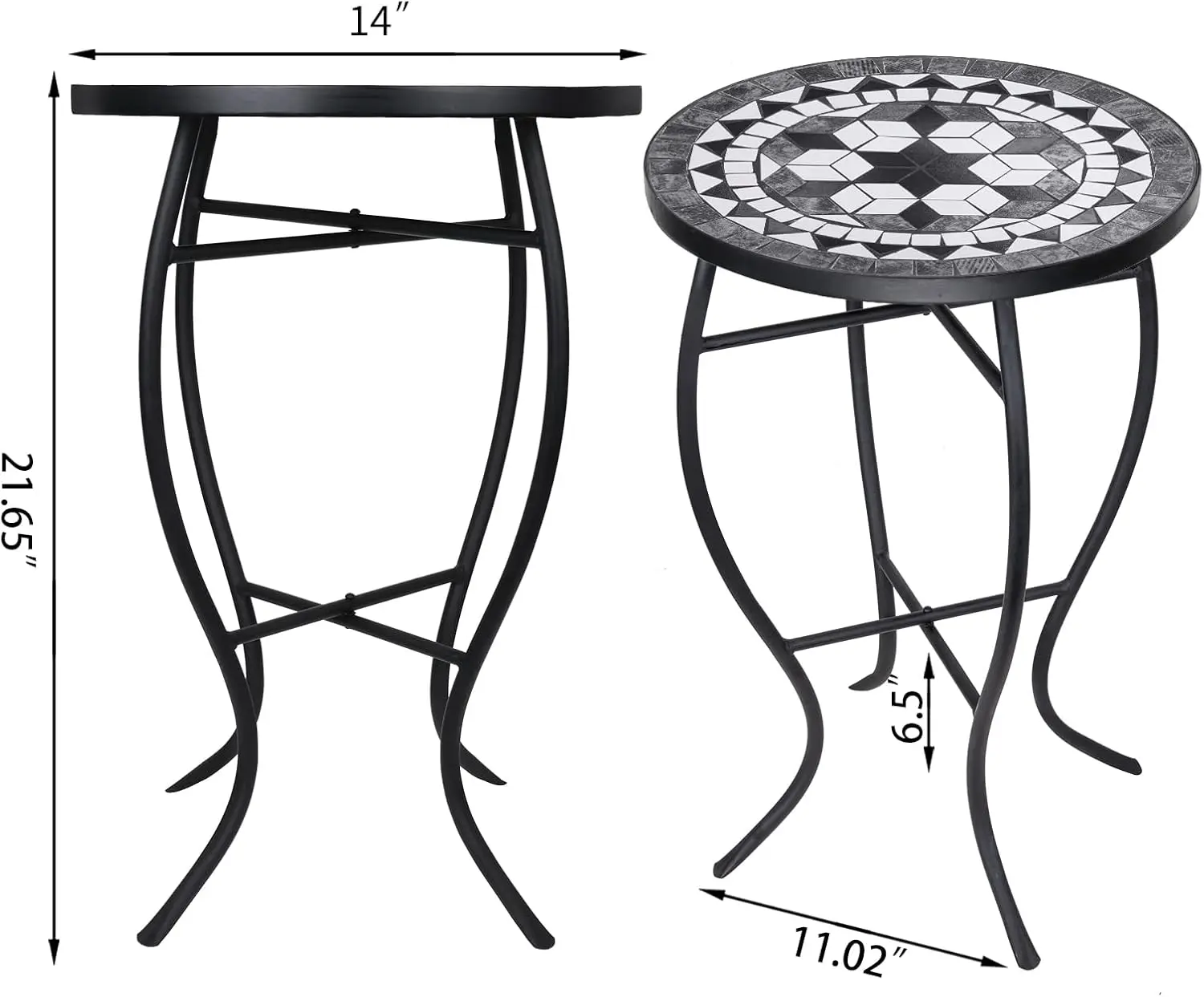 Outdoor Side Table, Round End Table, Patio Accent Table Indoor Plant Stand for Living Room 3
