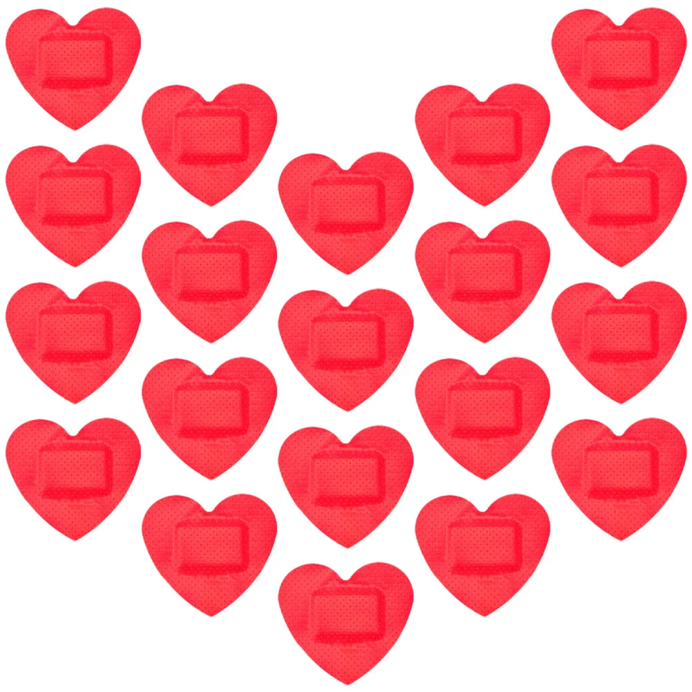 30 Pcs Heart Shaped Wound Patches Red Breathing Bandages Wound Care Protection Patches Safety Survival Supplies