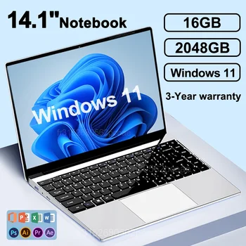 14.1 "Ultra Sottile Del Computer Portatile 16GB di RAM 2TB SSD Intel N3700 Notebook Gamer 1920*1080 Display Ufficio Studio Computer PC Windows 11 Pro 1